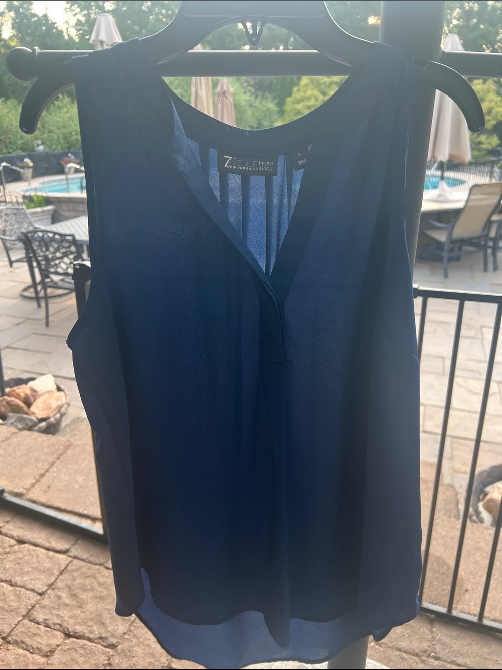New York & Company Navy Sleeveless V-Neck Camisole